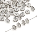 Silver spacers with sparkling clear rhinestones for DIY handmade jewelry bracelets - Style #05 / 8mm / Silver