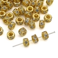Golden crystal ball spacers for DIY jewelry making featuring sparkling inlaid rhinestones - Style #06 / 8mm (5 Pieces/Pack) / Gold