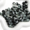 8mm black and cracked glass beads in white ceramic tray for DIY jewelry making - 10mm (Approx 40 Beads) / Black