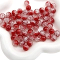 10mm rote und klare Glasperlen mit Crackle-Effekt für DIY-Schmuck in Herzschale - 8mm (50 Stück) / Rot