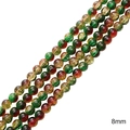 8mm Eisriss Glasperlen in Rot Grün und Gold Farbverlauf für DIY Schmuckherstellung - 8mm (50 Stück) / Rot & Grün