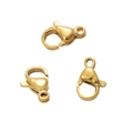 Three gold-plated stainless steel lobster clasps for jewelry making and necklace repairs - 6.5x10mm (10 Pieces/Pack) / Gold