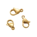 Three gold-plated stainless steel lobster clasps for DIY necklace and bracelet jewelry - 7x12mm (10 Pieces/Pack) / Gold
