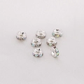 Silver spacers with AB rhinestones for DIY jewelry making and handmade bracelets - Style #11 / 6mm / Silver