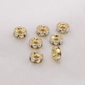 Golden flower ball spacer beads with rainbow AB rhinestones for DIY jewelry making - Style #12 / 8mm / Gold