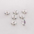 Silver plated rondelle spacers with colorful AB rhinestones for DIY jewelry making - Style #12 / 8mm / Silver