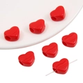 Massive rote Acryl-Herzperlen mit großen Löchern für DIY-Schmuck und Armbänder - 14x12mm (30 Stück/Packung) / Rot