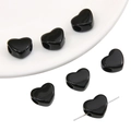 Glänzende schwarze herzförmige Acrylperlen mit großem Loch für DIY-Armbänder - 14x12mm (30 Stück/Packung) / Schwarz