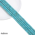 Blue-green synthetic turquoise beads 4x6mm with natural brown texture for DIY jewelry - Small Abacus Bead / Approx. 91 Pcs (4x6mm) / Turquoise