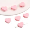 Rosa herzförmige Acrylperlen mit großen Löchern für DIY handgemachten Schmuckbau - 14x12mm (30 Stück/Packung) / Rosa