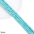 Strand of 5mm synthetic turquoise square beads with natural-look brown marble veins - Small Cube / Approx. 73 Pcs (5mm) / Turquoise