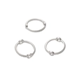 Tres marcos de cuentas plateados con textura trenzada y doble agujero para joyas DIY - 8mm / Pack de 30 / Plateado
