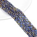 Polished dark blue oval crystal beads with gold trim for DIY jewelry making - 4x6MM / Transparent Royal Blue