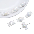 Perline fai-da-te a forma di caramella bianco AB iridescente per creare gioielli - 21x12mm Foro circa 2mm (5 pz/Confezione) / Bianco