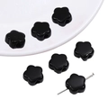Perles de fleurs noires en acrylique pour bijoux DIY avec finition lisse aspect céramique - 20 Pièces/Paquet (15x14mm) / Noir