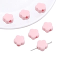 Perles fleurs à cinq pétales en acrylique rose pour bijoux DIY avec trou central - 20 Pièces/Paquet (15x14mm) / Rose