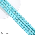 DIY 8x11mm synthetic turquoise oval beads with dark mesh texture for jewelry making - Faceted Rectangle / Approx. 32 Pcs (8x11mm) / Turquoise