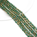 Oval deep green and gold crystal beads for DIY jewelry making and handmade necklaces - 4x6MM / Solid Dark Green