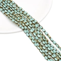 Oval mint green crystal glass beads with gold trim for DIY jewelry making - 4x6MM / Solid Peacock Green