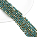Peacock green oval glass beads with gold rim for DIY jewelry making and accessories - 4x6MM / Solid Peacock Blue