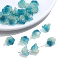 Blue gradient lily of the valley glass beads for DIY jewelry and handmade bracelets - 10 Pieces Pack / Ink