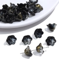 Gradient lily of the valley glass beads in black marble finish for DIY jewelry crafting - 10 Pieces Pack / Black Ink Gold