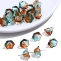 Perline a fiore di mughetto in vetro sfumato blu e ambra per la creazione di gioielli fai da te - Confezione da 10 / Sfumatura Arancione Blu