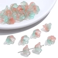 Perline mughetto in vetro sfumato rosa e verde per creazione gioielli fai-da-te - Confezione da 10 / Rosa e Verde