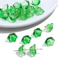 Perline a fiore di mughetto in vetro verde trasparente per gioielli fai da te - Confezione da 10 / Sfumatura Oro Rosa Verde
