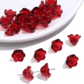 Perline di vetro a forma di mughetto rosso scuro per la creazione di gioielli DIY - Confezione da 10 / Borgogna