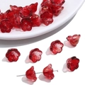 Perline mughetto in vetro rosso traslucido con glitter dorati per gioielli fai da te - Confezione da 10 / Oro e Rosa