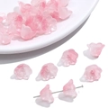 Perline rosa a forma di mughetto in vetro perlato per creazione di gioielli DIY - Confezione da 10 / Rosa Polvere Sfumato