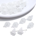 Perle in vetro smerigliato bianco a forma di mughetto per creazioni di gioielli fai-da-te - Confezione da 10 / Bianco Gelatina