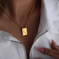 Hip hop gold plated square letter L pendant necklace with delicate link chain - Letter L Style (P1506-L)