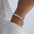 Bracciale a catena serpente in argento con ciondoli in zircone scintillante al polso - Bracciale Rigido Colore Acciaio (Z240)