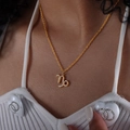 Gold Capricorn constellation necklace with white rhinestones on a delicate chain - Capricorn Style (P1527)