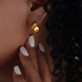 Asymmetric crescent moon earrings with faux pearls and star rhinestones in 18k gold finish - F100 Gold Earrings