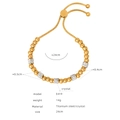 Golden titanium steel ball bracelet with crystal-studded beads and slider clasp - Model E419 (Gold Bracelet) / Gold