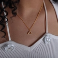 Golden Libra zodiac necklace with micro-paved crystals on a delicate chain for women - Libra Style (P1527)