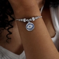 Silbernes Evil-Eye-Armband mit böhmischen Perlen und Schlangenkette am Handgelenk - E438 Modellstil (E438 stahlfarbenes Armband)