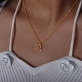 Gold plated stainless steel Scorpio constellation necklace with sparkling rhinestones - Scorpio Style (P1527)