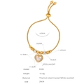 Goldenes Herzarmband aus Titanstahl mit weißer Muschel und Kristall an Schlangenkette - E440 Modell (E440-Goldenes Armband)