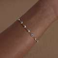 Gold plated titanium steel chain bracelet with blue and white evil eye charms - Bracelet / White Green Style (E459)