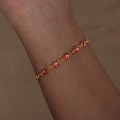 Gold-plated evil eye bracelet with red enamel charms and minimalist curb chain style - Red Style (E459)