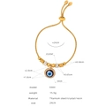 Goldenes Titanstahl Evil Eye Armband mit verstellbarer Kette und Kristallakzenten - Modellstil (E444 - Goldarmband)