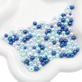 Mix of blue and white round ABS faux pearls in various sizes for DIY crafts and decor - 3-8mm (10g/Pack) / Deep Sea Blue Mix