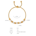 Titanium steel snake chain bracelet in gold finish with crystal beads and sliding clasp - E421 Model Style (E421-Gold Bracelet) / Gold
