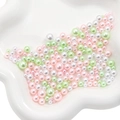 White, pink, and green mixed size ABS round imitation pearls for DIY jewelry making - 3-8mm (10g/Pack) / Spring Spirit
