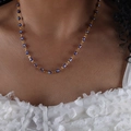 Gold plated stainless steel necklace featuring colorful evil eye enamel charms for women - Dark Blue Style (P1528)
