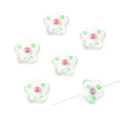 Pink and green flower-shaped glass beads for DIY necklaces and handmade jewelry making - Plum Blossom Style (BBC106) / Approx 14mm Hole Approx 1.5mm 2 Pieces/Pack / White